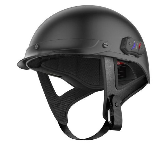 Cavalry Matte Black w/Built-in Bluetooth DOT Half Helmet CAVALRY-CL-MB | Fatman's Parts
